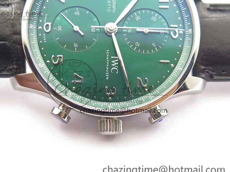 MIROTIME 0520 Elegant Portuguese IW371615 ZF 1:1 Best Edition SS Green Dial on Black Leather Strap A96355 V 7081
